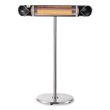 Global Industrial® Infrared Patio Heater Free Standing with Remote Control, 1,500 W, 35.38 x 5.13 x 42 to 82, Black (GBE246722)