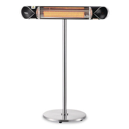 Global Industrial® Infrared Patio Heater Free Standing with Remote Control, 1,500 W, 35.38 x 5.13 x 42 to 82, Black (GBE246722)