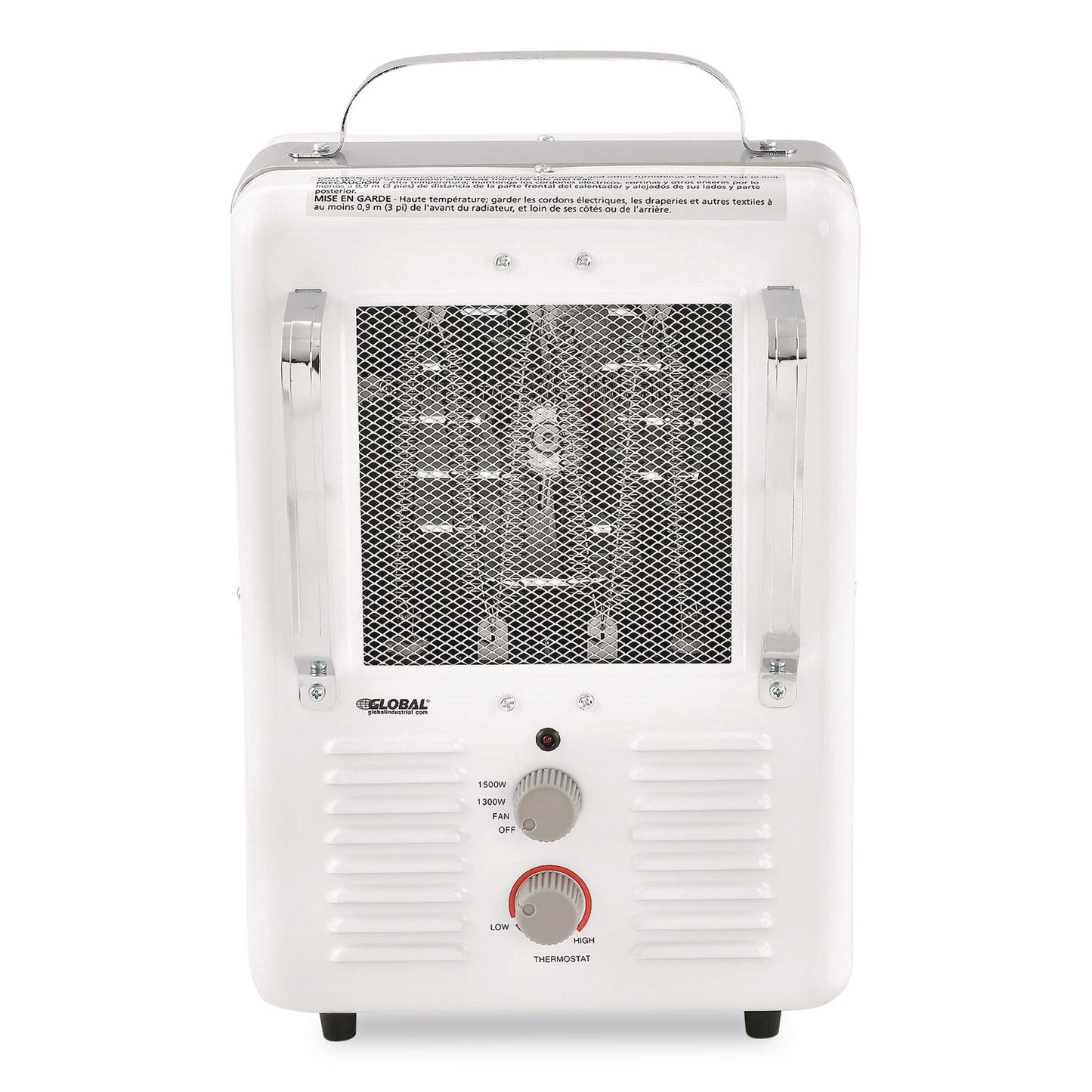 Global Industrial® Portable Milkhouse Style Electric Heater, 1,500 W, 8 x 10.25 x 15.75, White (GBE246098)