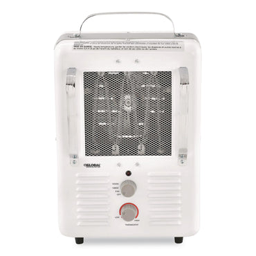 Global Industrial® Portable Milkhouse Style Electric Heater, 1,500 W, 8 x 10.25 x 15.75, White (GBE246098)