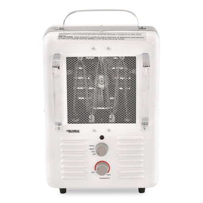 Global Industrial® Portable Milkhouse Style Electric Heater, 1,500 W, 8 x 10.25 x 15.75, White (GBE246098)