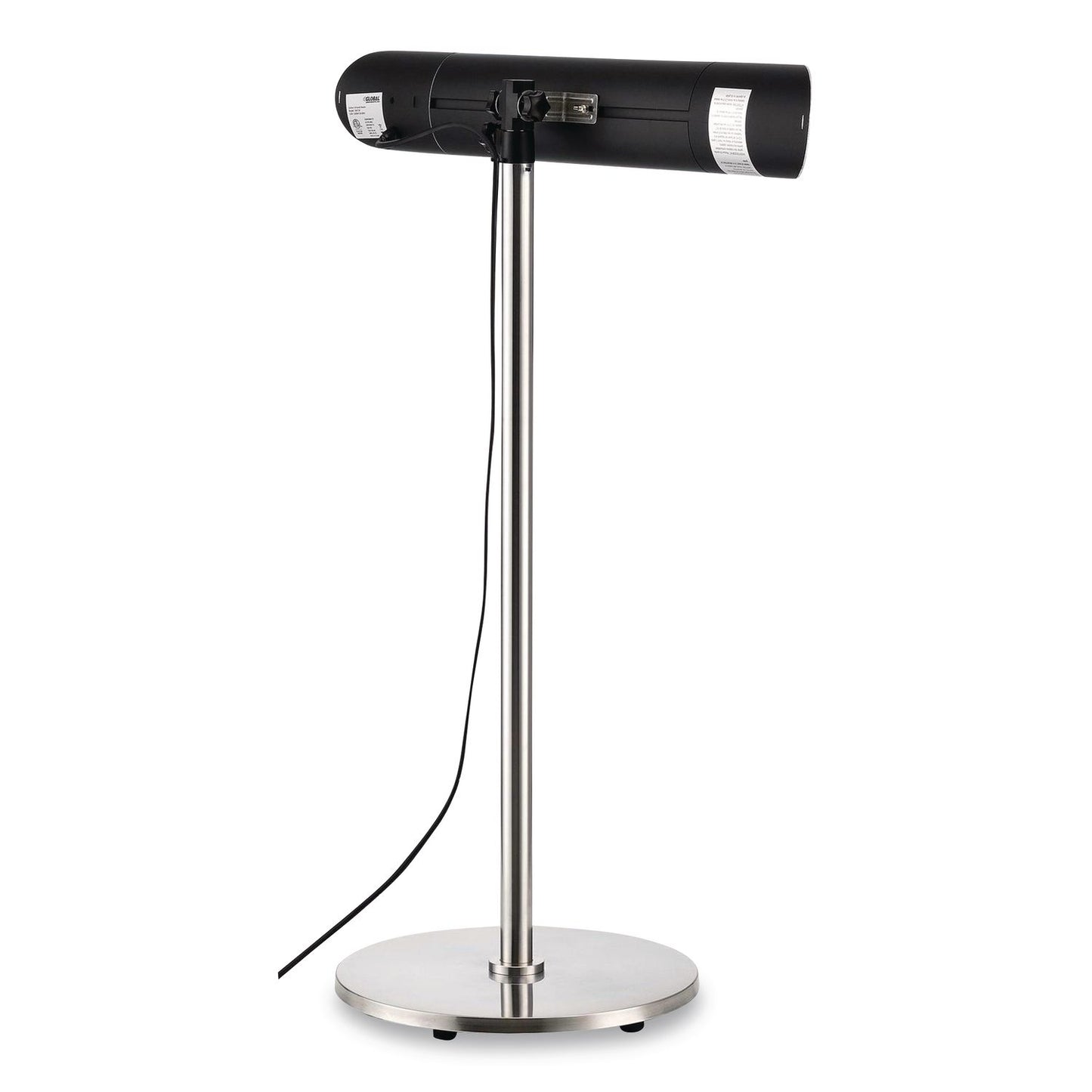 Global Industrial® Infrared Patio Heater Free Standing with Remote Control, 1,500 W, 35.38 x 5.13 x 42 to 82, Black (GBE246722)
