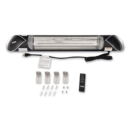 Global Industrial® Infrared Patio Heater Free Standing with Remote Control, 1,500 W, 35.38 x 5.13 x 42 to 82, Black (GBE246722)