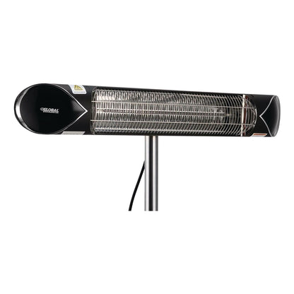 Global Industrial® Infrared Patio Heater Free Standing with Remote Control, 1,500 W, 35.38 x 5.13 x 42 to 82, Black (GBE246722)