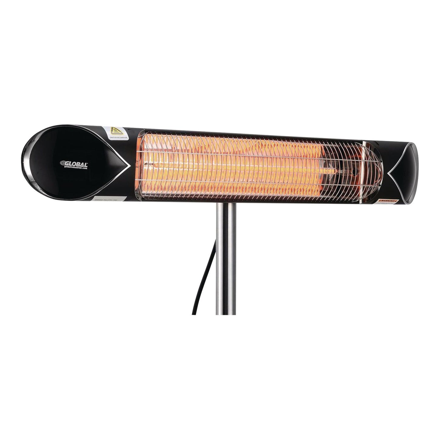 Global Industrial® Infrared Patio Heater Free Standing with Remote Control, 1,500 W, 35.38 x 5.13 x 42 to 82, Black (GBE246722)