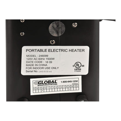 Global Industrial® Portable Heater, 1,500 W, 5.31 x 7.12 x 4.93, Black (GBE246099)