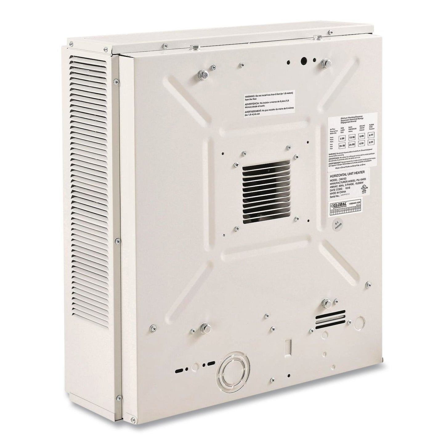 Global Industrial® Unit Heater, Horizontal or Vertical Downflow, 10,000 W, 18.12 x 16.75 x 16.06, White (GBE246103)