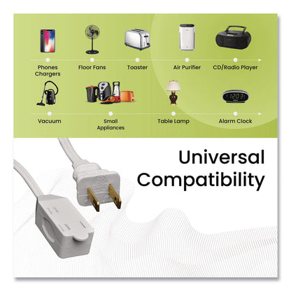 GoGreen Power Household Extension Cord, 6 ft, 13 A, White 10/Pack (GGPGG2470610)
