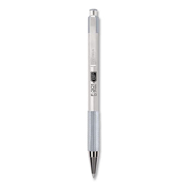 Zebra® F-301 Signature Series Earthy Tones Ballpoint Pen, Retractable, Fine 0.7 mm, Black Ink, Pewter Barrel, 4/Pack (ZEB27214)