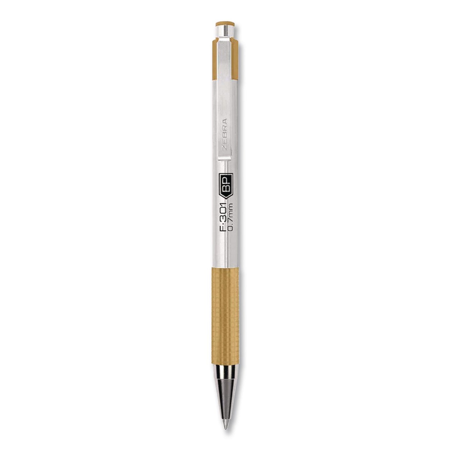 Zebra® F-301 Signature Series Earthy Tones Ballpoint Pen, Retractable, Fine 0.7 mm, Black Ink, Sandstone Barrel, 4/Pack (ZEB27254)