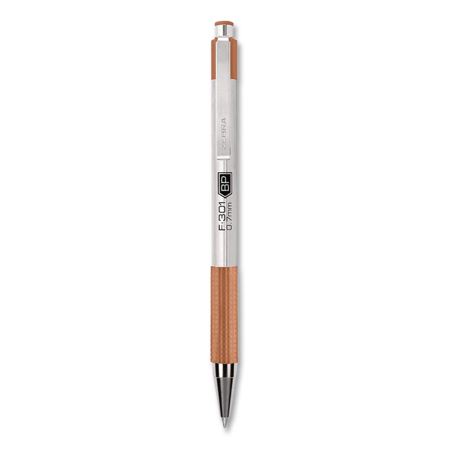 Zebra® F-301 Signature Series Earthy Tones Ballpoint Pen, Retractable, Fine 0.7 mm, Black Ink, Terracotta Barrel, 4/Pack (ZEB27294)