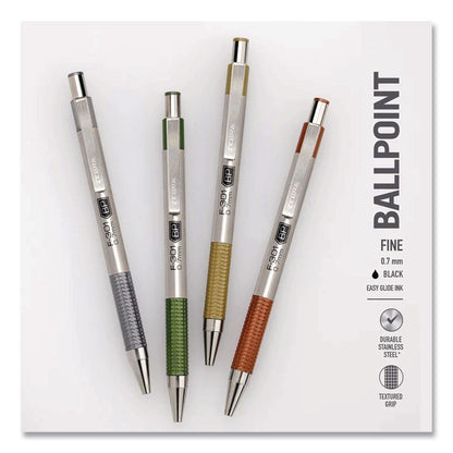 Zebra® F-301 Signature Series Earthy Tones Ballpoint Pen, Retractable, Fine 0.7 mm, Black Ink, Terracotta Barrel, 4/Pack (ZEB27294)