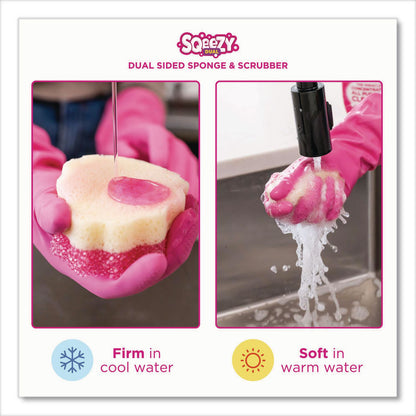 The Pink Stuff Sqeezy Dual Scrubber/Sponge, 4 x 5.3, 3.8" Thick, Pink, 12/Carton (RST823773CT)