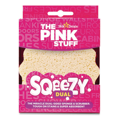 The Pink Stuff Sqeezy Dual-Sided Sponge and Scrubber, 4" x 5.3", 3.8" Thick, Pink/Ivory (RST823773)