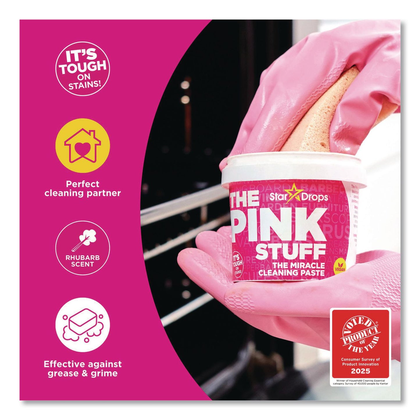 The Pink Stuff Miracle Cleaning Paste, Fruity Scent, 17.6 oz Jar (RST823781)