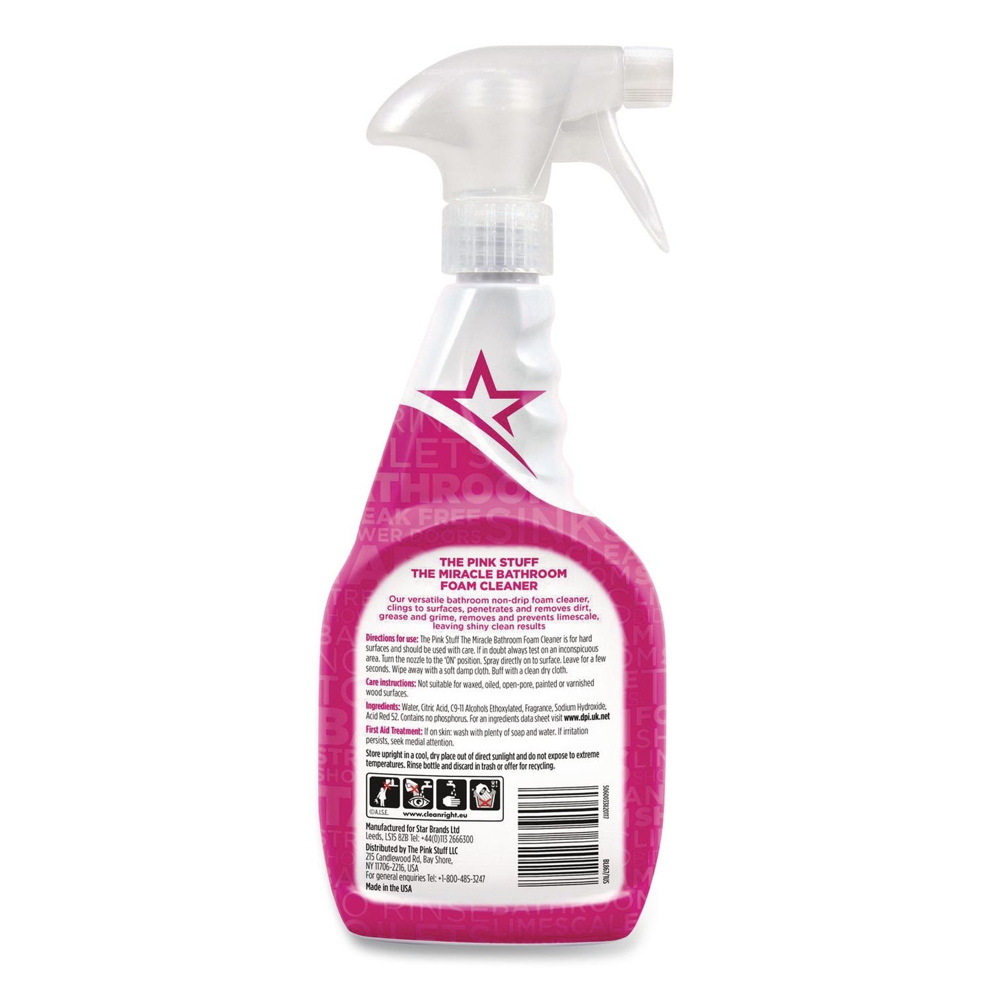 The Pink Stuff Bathroom Foam Cleaner, Fruity Scent, 25.4 oz Spray Bottle, 4/Carton (RST823787CT)