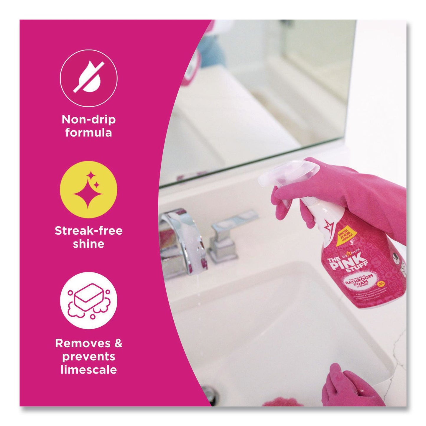 The Pink Stuff Bathroom Foam Cleaner, Fruity Scent, 25.4 oz Spray Bottle, 4/Carton (RST823787CT)