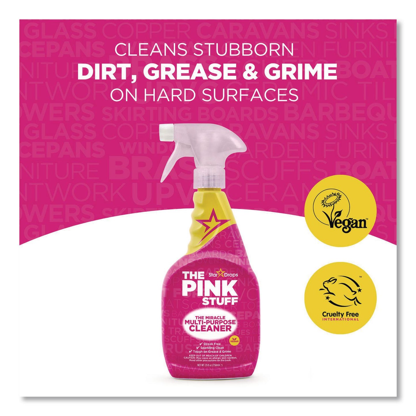 The Pink Stuff Miracle Multi-Purpose Cleaner, Floral Scent, 25.4 oz Spray Bottle, 4/Carton (RST823788CT)