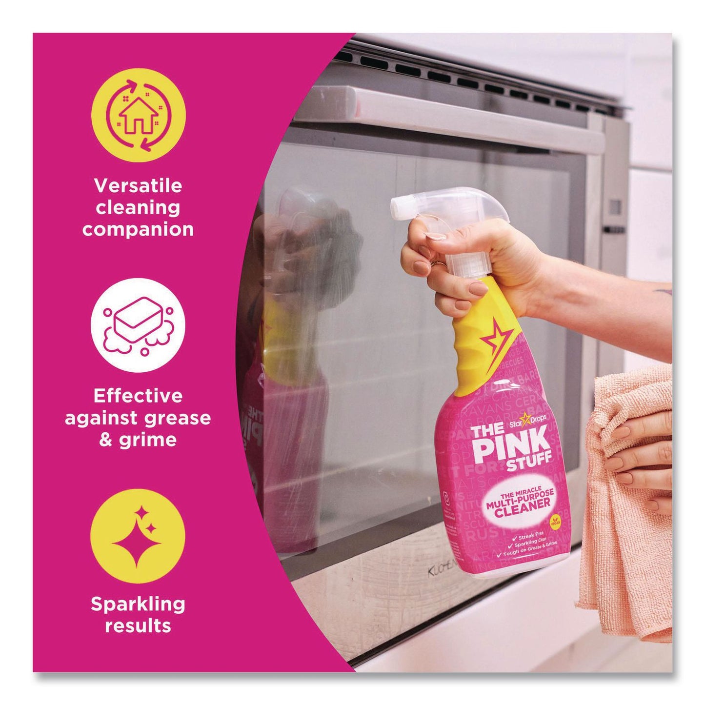 The Pink Stuff Miracle Multi-Purpose Cleaner, Floral Scent, 25.4 oz Spray Bottle, 4/Carton (RST823788CT)