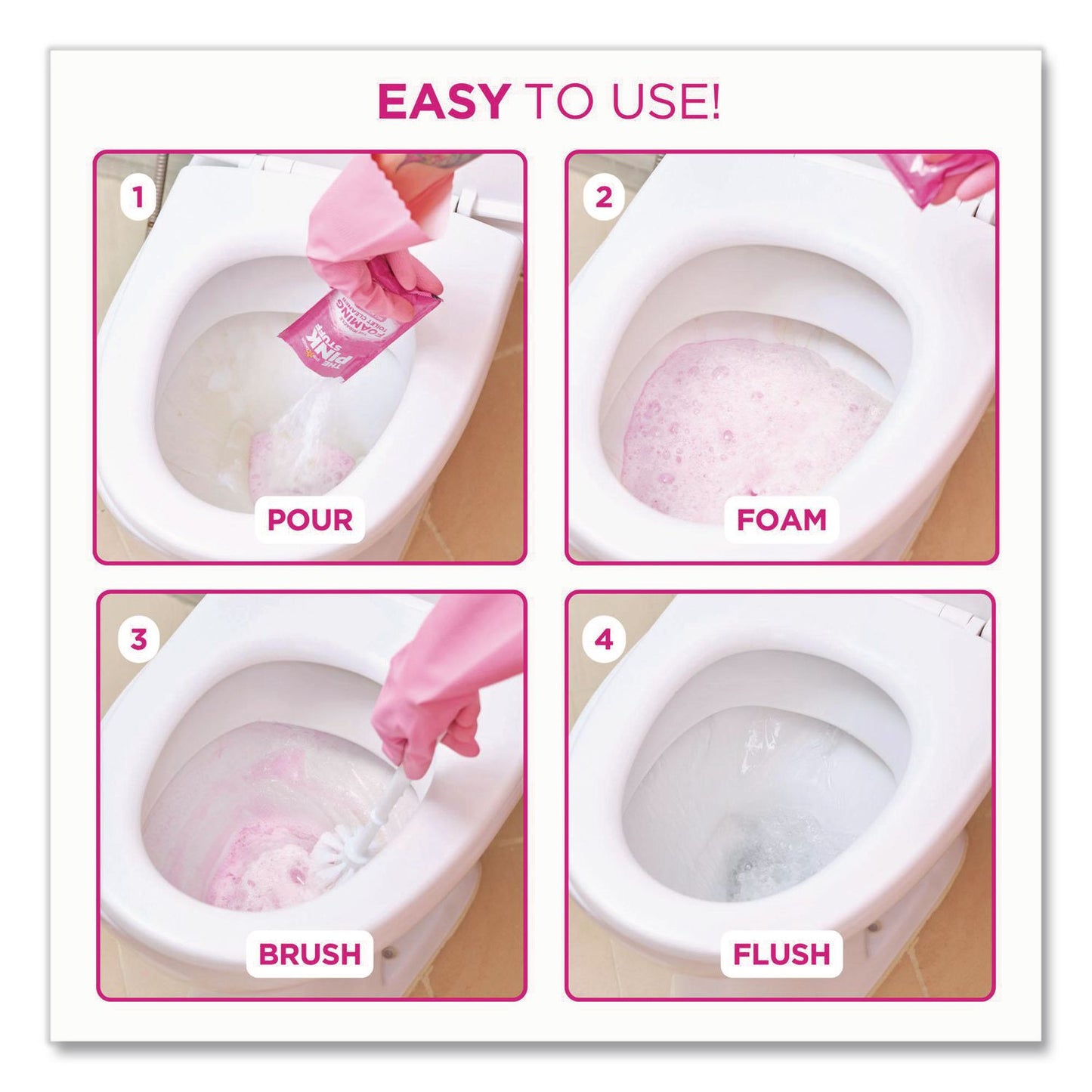 The Pink Stuff Miracle Foaming Toilet Powder, Fruity Scent, 3.5 oz Packet, 2 Packets/Box, 10 Boxes/Carton (RST824996CT)