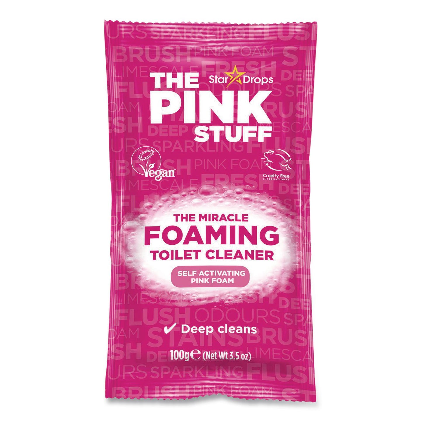 The Pink Stuff Miracle Power Foaming Toilet Cleaner, Fruity Scent, 3.5 oz Packet, 2 Packets/Box (RST824996)