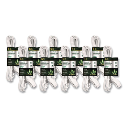 GoGreen Power Household Extension Cord, 6 ft, 13 A, White 10/Pack (GGPGG2470610)