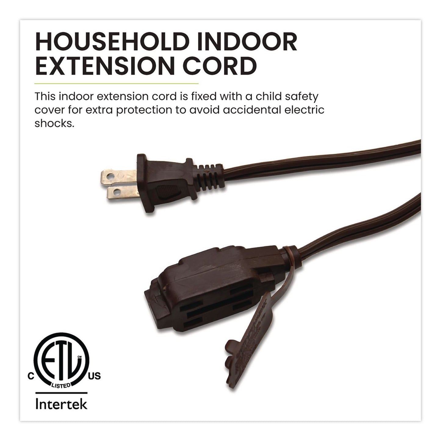 GoGreen Power Household Extension Cord, 15 ft, 13 A, Brown, 3/Pack (GGPGG248153)