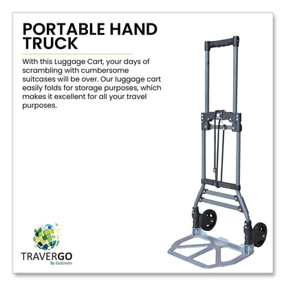 GoGreen Power Luggage Cart ,150 lbs Capacity, 40 x 15.25 x 16.5, Gray (GGPTR1800)