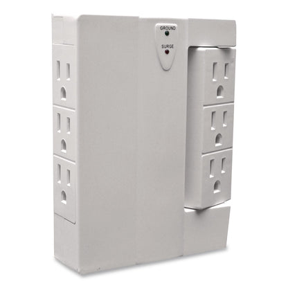 GoGreen Power 6 Outlet Swivel Wall Tap with Surge Protection, 1,000 J, White (GGPGG16310TSW)