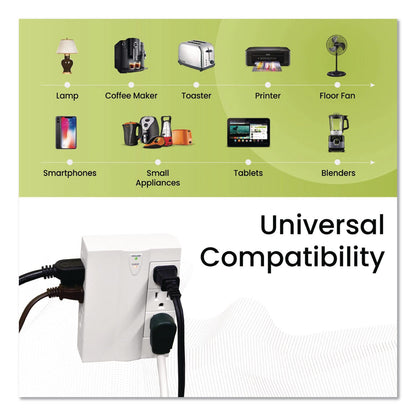 GoGreen Power 6 Outlet Swivel Wall Tap with Surge Protection, 1,000 J, White (GGPGG16310TSW)