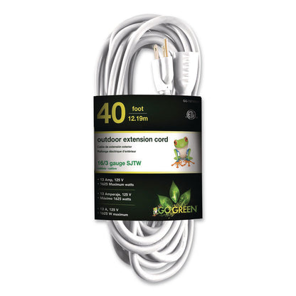 GoGreen Power 16 AWG Outdoor Extension Cord, 40 ft, 13 A, White (GGPGG13740WH)