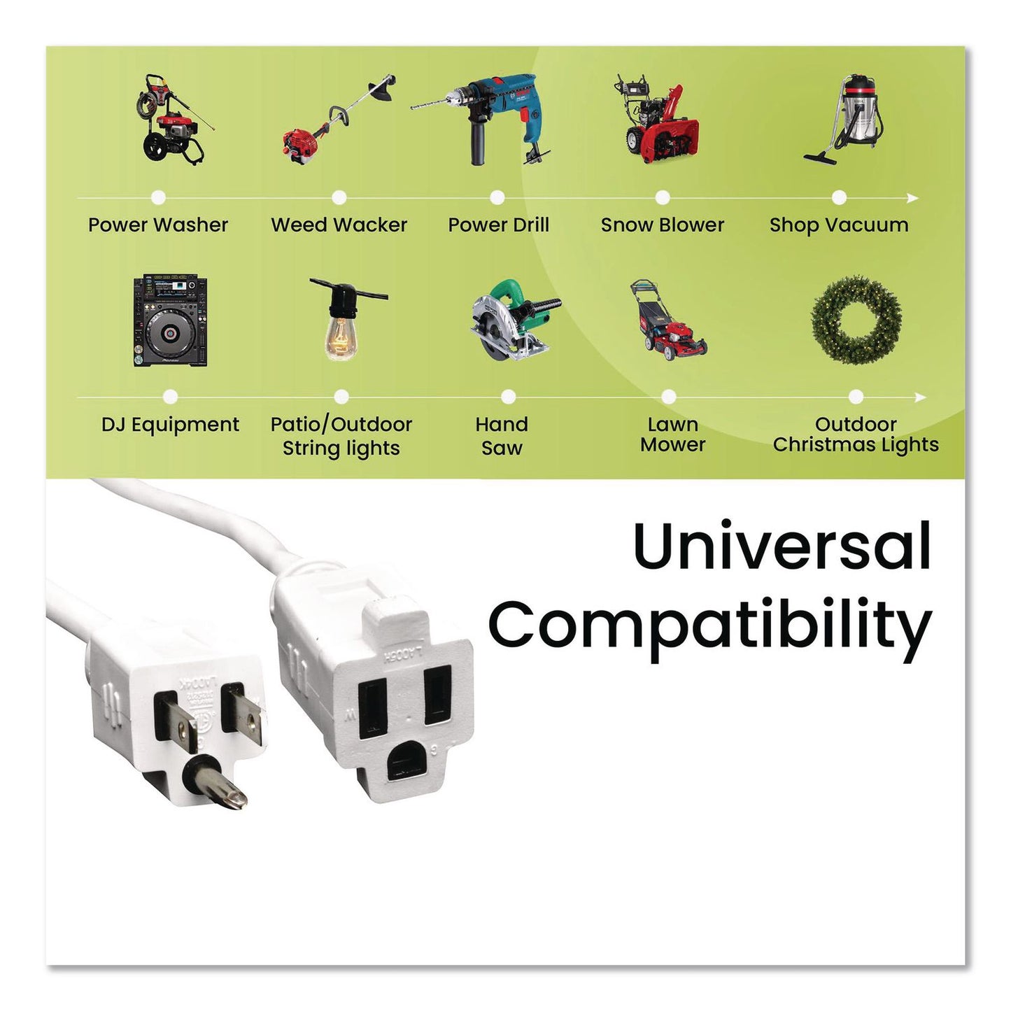 GoGreen Power 16 AWG Outdoor Extension Cord, 40 ft, 13 A, White (GGPGG13740WH)