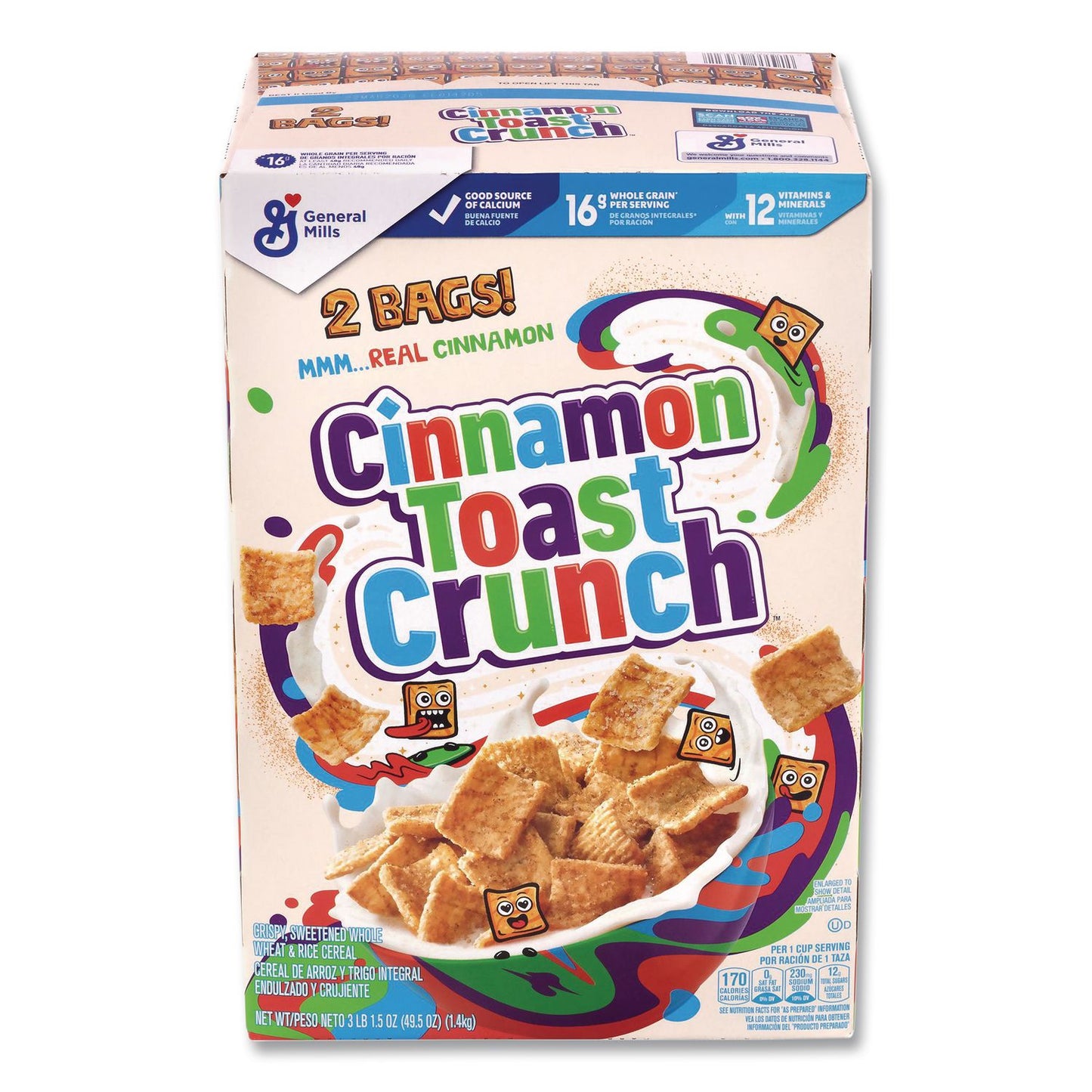 Cinnamon Toast Crunch® Cereal, Cinnamon, 2 Bags/Box, 49.5 oz Box (GRR22002621)