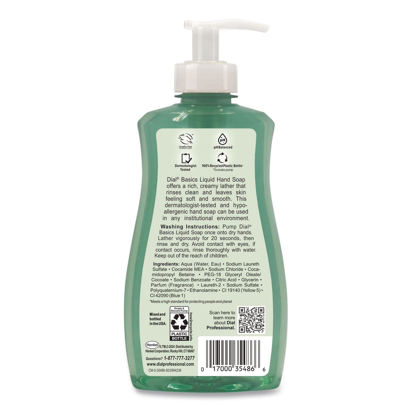 Dial® Professional Basics Hypoallergenic Liquid Hand Soap, Floral, 11 oz, 12/Carton (DIA35488)