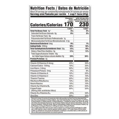 Cinnamon Toast Crunch® Cereal, Cinnamon, 2 Bags/Box, 49.5 oz Box (GRR22002621)
