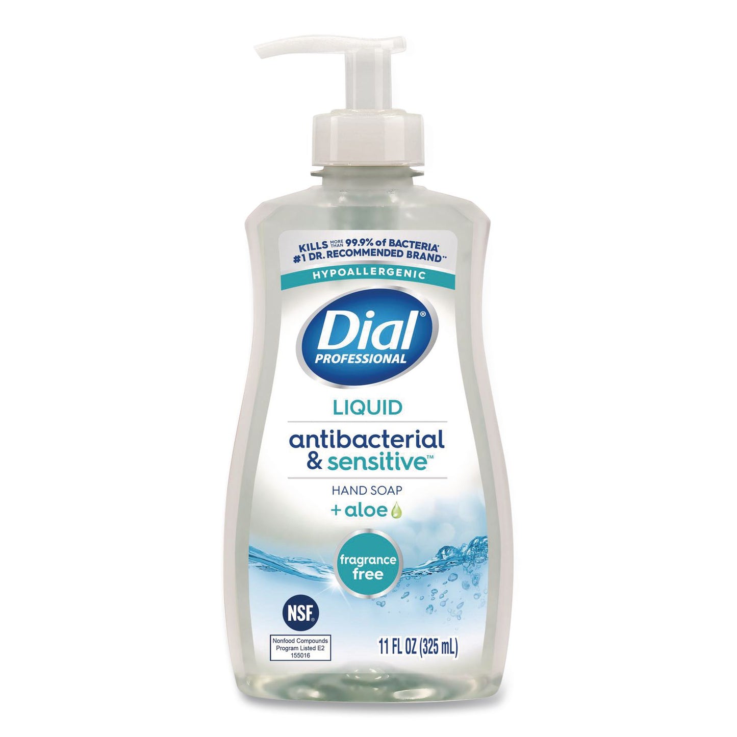 Dial® Professional Antibacterial and Sensitive Fragrance-Free Liquid Hand Soap, Unscented, 11 oz Pump Bottle (DIA35476EA)