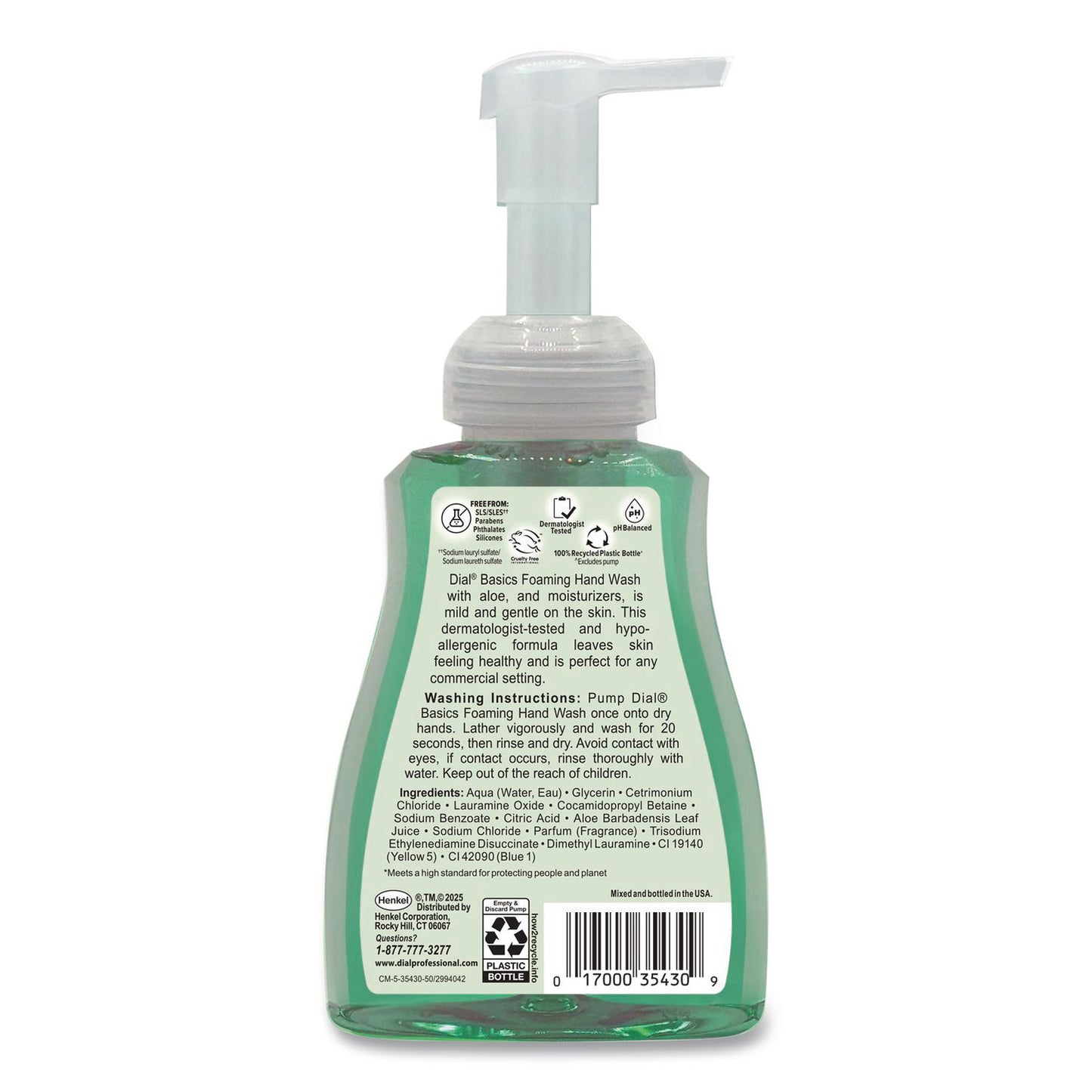 Dial® Professional Basics Hypoallergenic Foaming Hand Wash, Aquatic, 10 oz Pump Bottle (DIA35432EA)