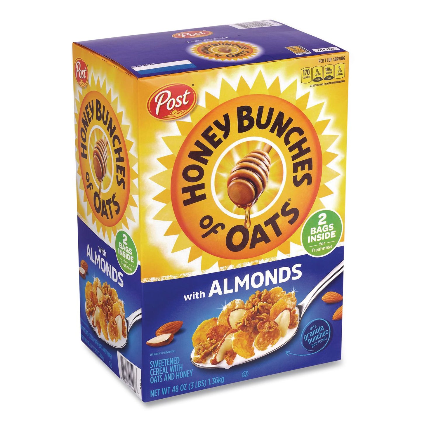 Post® Honey Bunches of Oats with Almonds, 2 Bags/Box, 48 oz Box (GRR22002622)