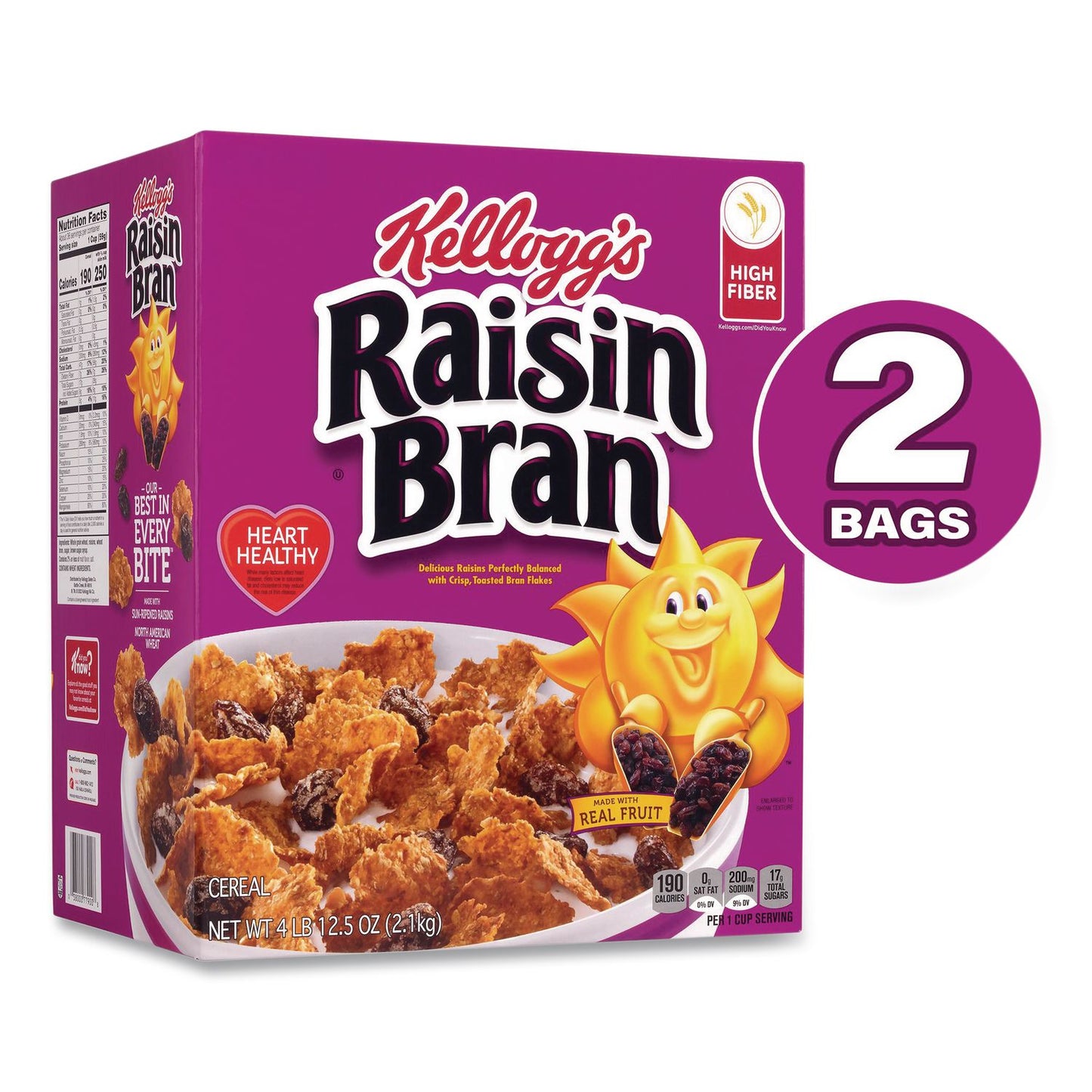 Kellogg's® Raisin Bran Cereal, 2 Bags/Box, 76.5 oz Box (GRR22002624)