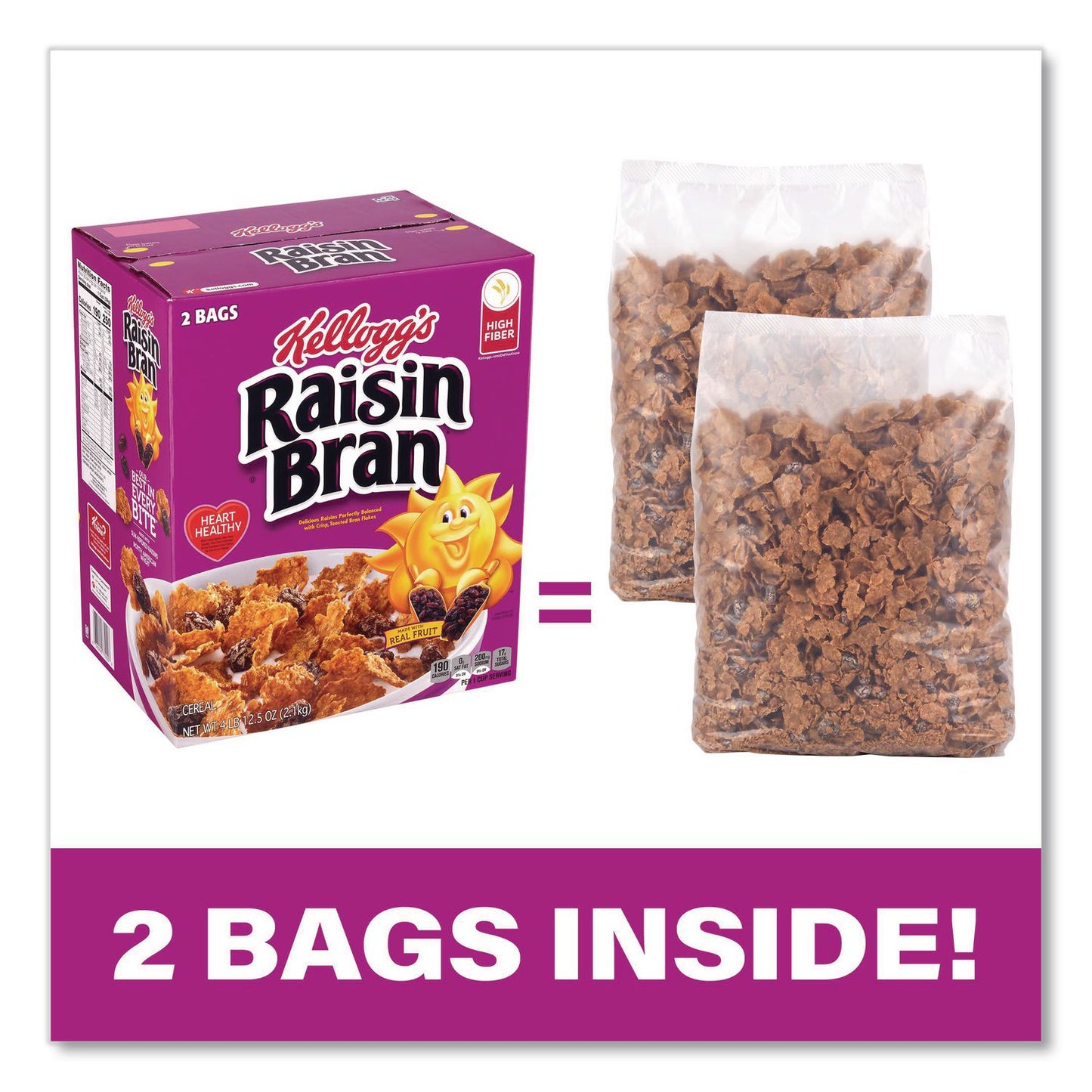 Kellogg's® Raisin Bran Cereal, 2 Bags/Box, 76.5 oz Box (GRR22002624)