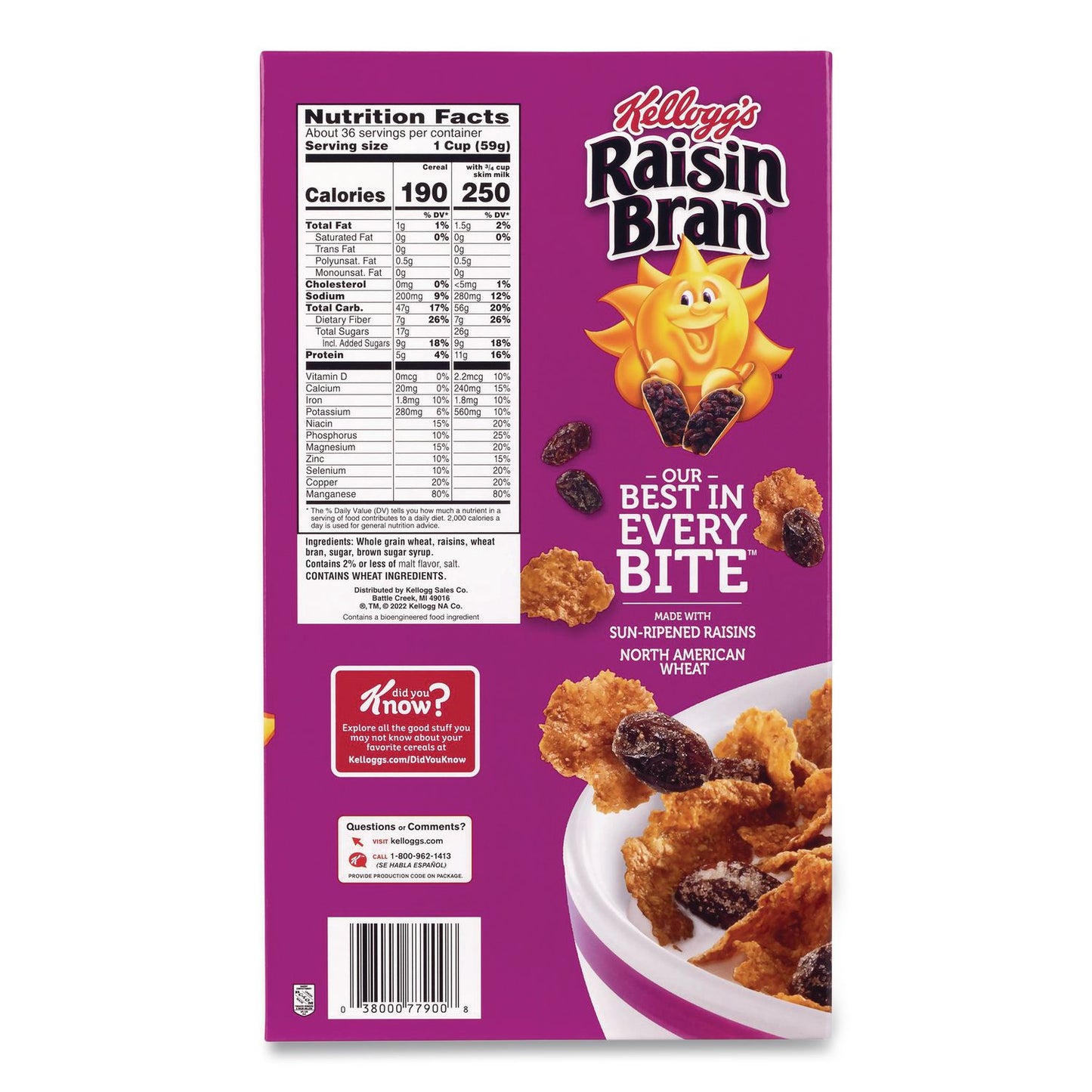 Kellogg's® Raisin Bran Cereal, 2 Bags/Box, 76.5 oz Box (GRR22002624)