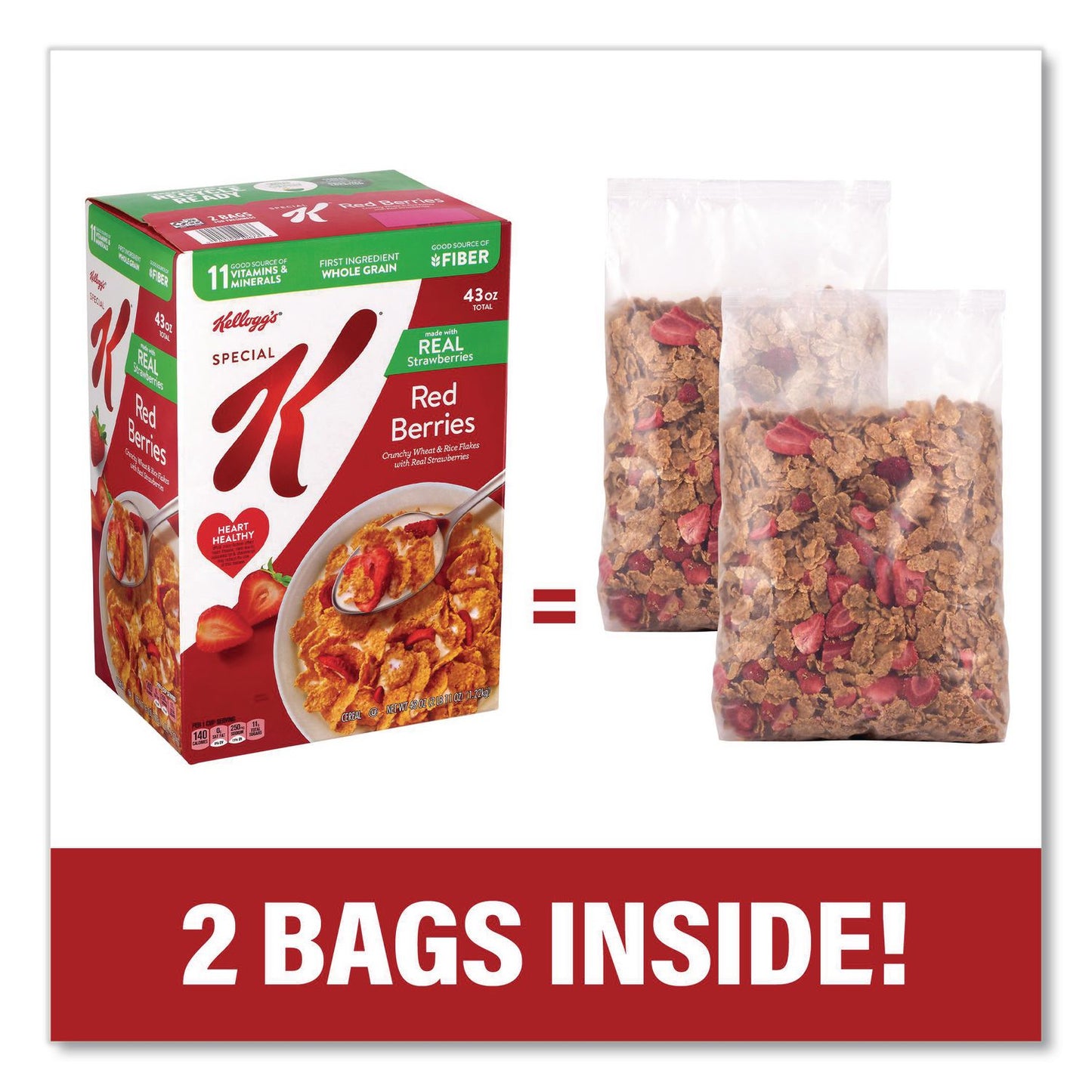 Kellogg's® Special K with Berries Cereal, 2 Bags/Box, 43 oz Box (GRR22002625)