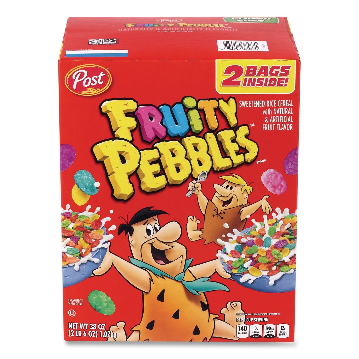 Post® Fruity Pebbles Crispy Rice Cereal, 2 Bags/Box, 38 oz Box (GRR22002627)
