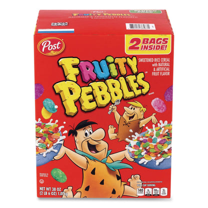 Post® Fruity Pebbles Crispy Rice Cereal, 2 Bags/Box, 38 oz Box (GRR22002627)