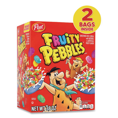 Post® Fruity Pebbles Crispy Rice Cereal, 2 Bags/Box, 38 oz Box (GRR22002627)