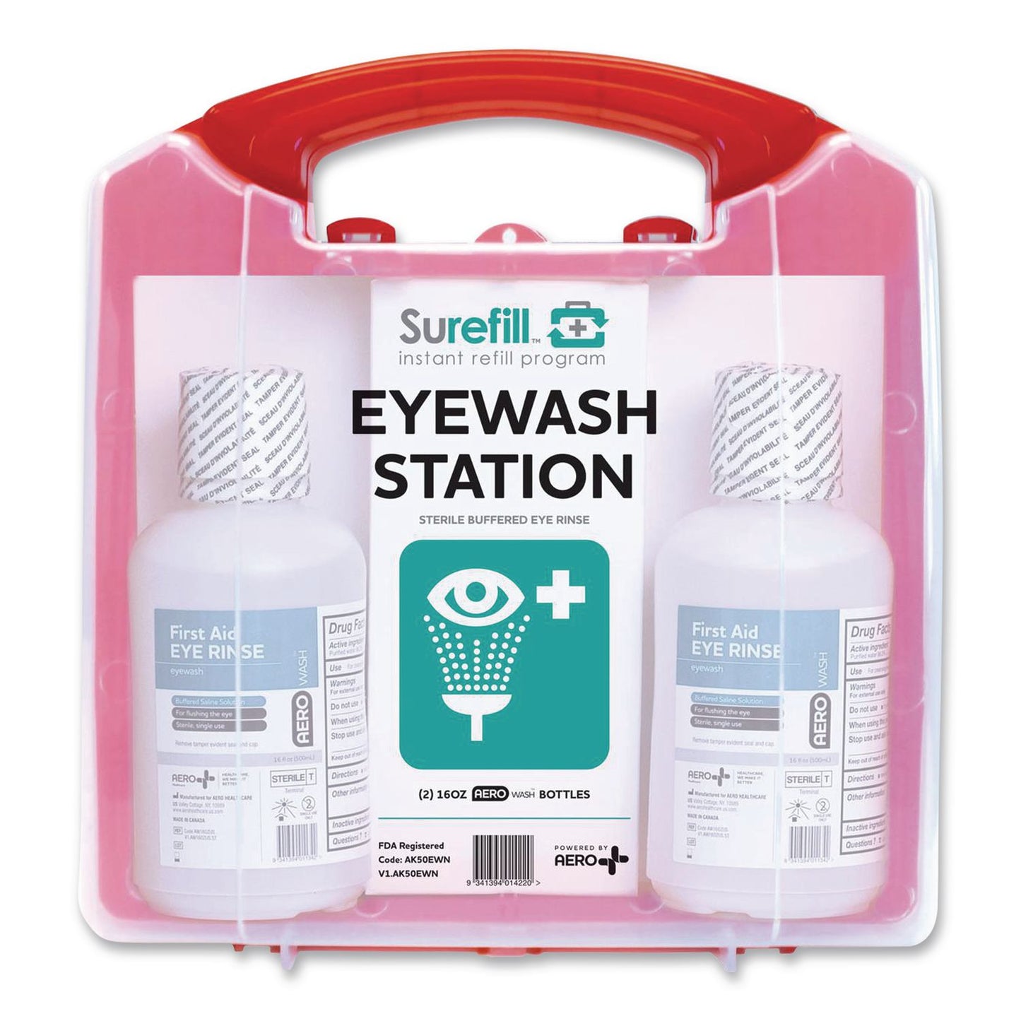 NeutraFlush® Emergency Eyewash Station 50 Series, 16 oz Bottle, 2 Bottles/Station (AOHAK50EWN)
