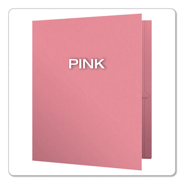 Oxford® Pink Ribbon Twin-Pocket Folder with Prong Fasteners, Accommodates (135) 11 x 8.5 Sheets, Pink, 25/Box (OXF57768)