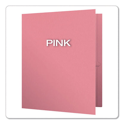 Oxford® Pink Ribbon Twin-Pocket Folder with Prong Fasteners, Accommodates (135) 11 x 8.5 Sheets, Pink, 25/Box (OXF57768)