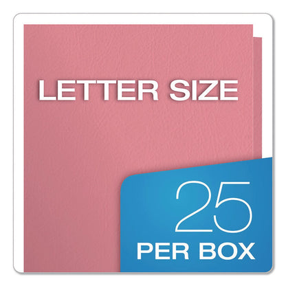 Oxford® Pink Ribbon Twin-Pocket Folder with Prong Fasteners, Accommodates (135) 11 x 8.5 Sheets, Pink, 25/Box (OXF57768)
