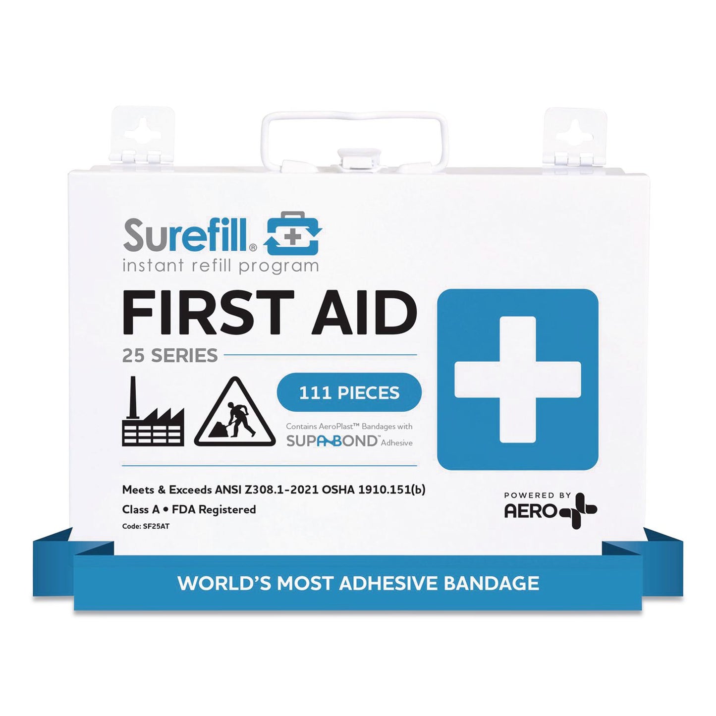 SUREFILL™ 25 ANSI 2021 A+ First Aid Kit with Metal Case, 111 Pieces (AOHSF25AT)
